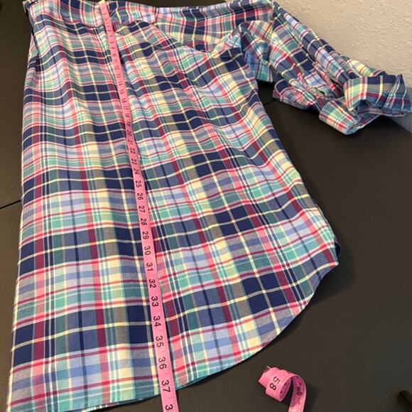 5XB Ralph Lauren Blue Green Red Striped Plaid Button Up Long Sleeve Shirt - Picture 6 of 7